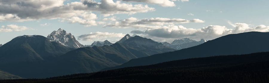 Panoramic view of mountains against sky