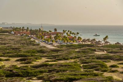 Scenic view of sea against clear sky