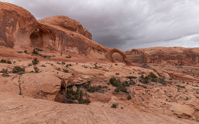Rugged terrain and red rock formations in the stunning scenery around moab
