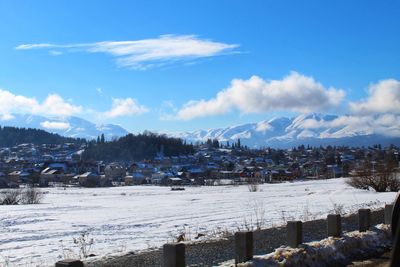 City against sky during winter