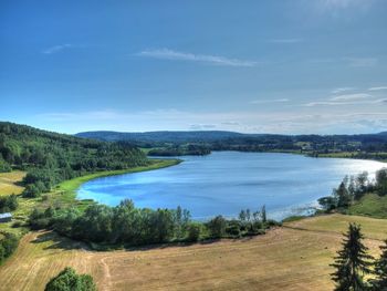 Scenic view of lake against sky