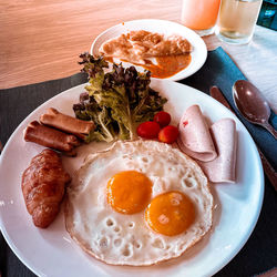 View of breakfast served on table