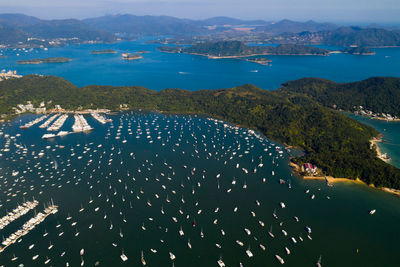 Aerial view of boats water