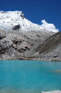 Scenic view of landscape against blue sky