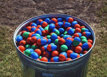 Colorful balls on display