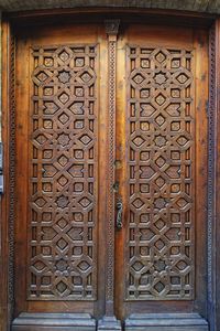 Text on closed door of building