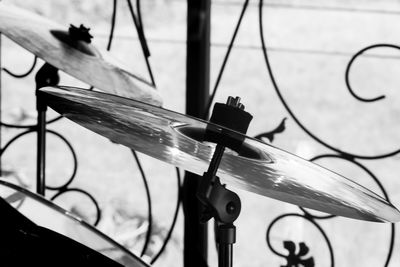 High angle view of bicycle wheel
