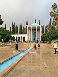 People walking in park