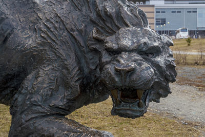 Close-up of animal sculpture