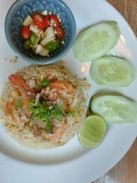 High angle view of meal served in plate