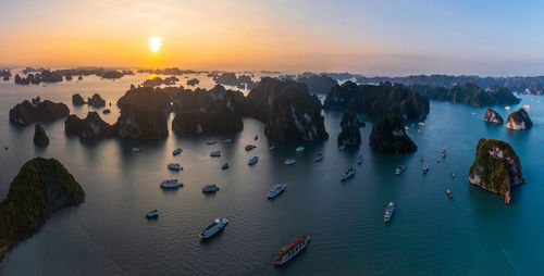 Scenic view of sea against sky during sunset