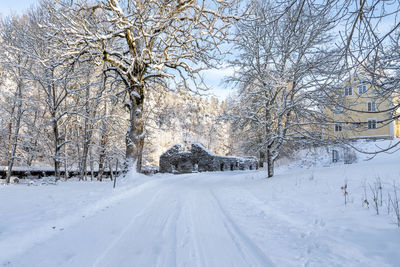 Ruins of an old iron mill in winter