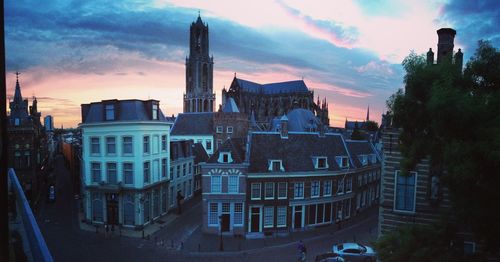 View of cityscape at sunset