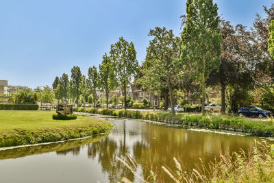 Scenic view of lake against clear sky