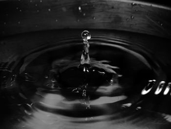 Close-up of drop falling in water