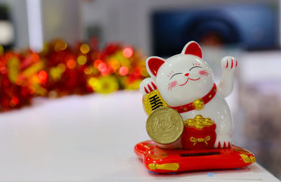 Close-up of toys on table