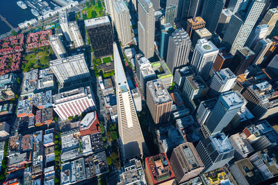 High angle view of buildings in city