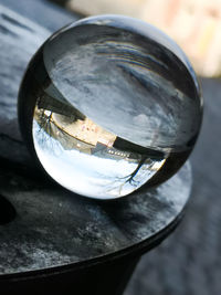 Close-up of upside down image of water