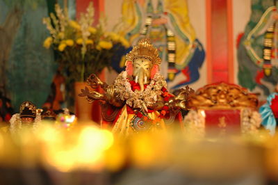Close-up of statue in temple