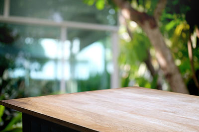 Close-up of wooden table