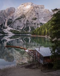 Scenic view of lake and mountains