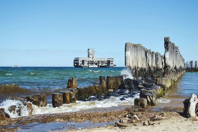 Scenic view of sea against clear sky