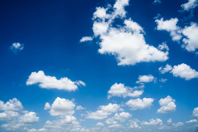 Low angle view of clouds in blue sky