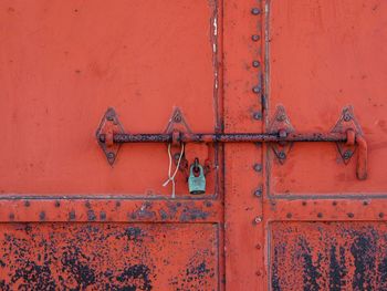Close-up of rusty closed door