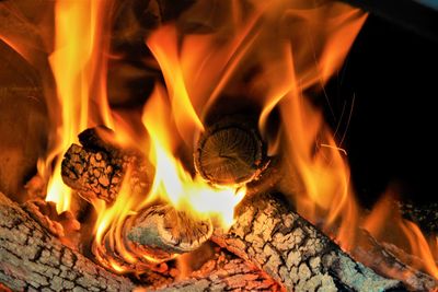 Close-up of bonfire at night