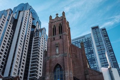 Low angle view of buildings against sky