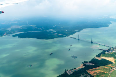 Aerial view of sea against sky