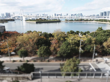 River by city against sky