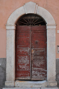 Closed door of old building