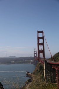 View of suspension bridge against sky