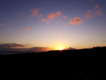 Scenic view of silhouette landscape against sky during sunset