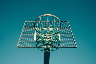 Low angle view of basketball hoop