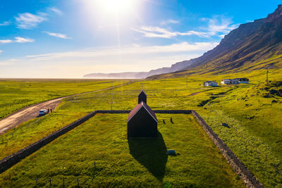 Scenic view of land against sky