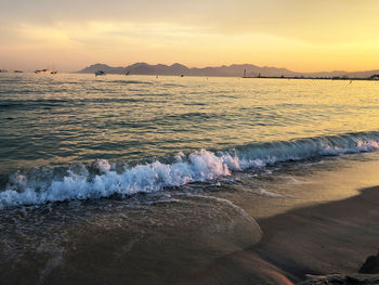 Scenic view of sea against sky during sunset