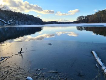Scenic view of lake against sky