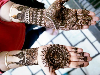 Close-up of woman hand with tattoo