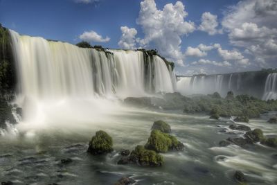 Long exposure photo of the iguazu falls in brazil