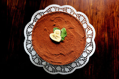 High angle view of cake on table
