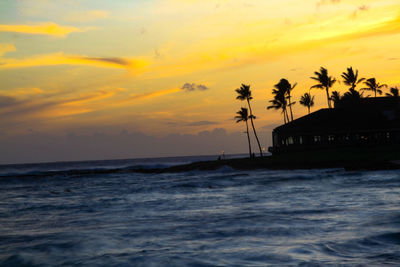 Scenic view of sea against sky during sunset