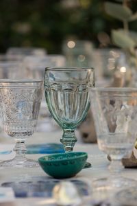 Close-up of water in glass on table