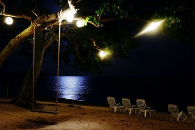 Scenic view of sea against sky at night