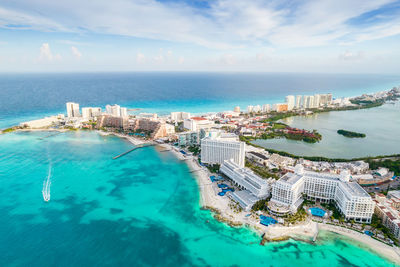 High angle view of sea against sky