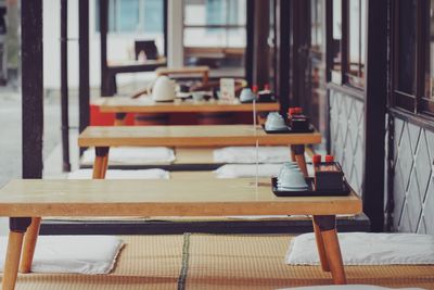 Empty chairs and table at home