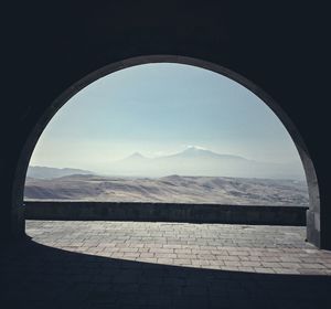 Scenic view of mt ararat seen through arch