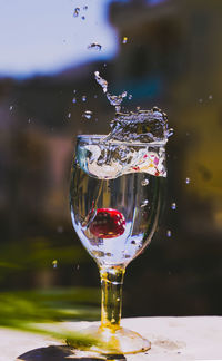 Close-up of wine glass on table