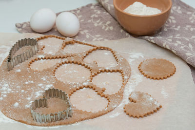High angle view of cake on table